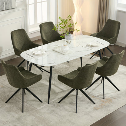 Eetkamerstoel – Kuipstoel – Draaistoel – Keukenstoel – Stoel – 360 Graden Draaibaar – Metalen Frame – Gestoffeerd Comfort – Set Van 2 – Groen
