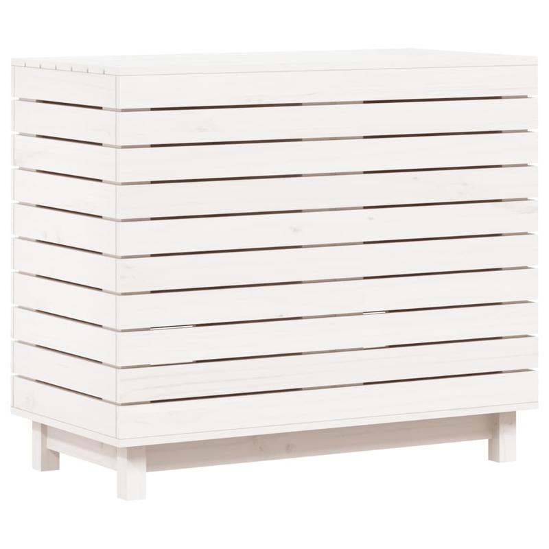 Wasmand – Wasbox – Wassorteerder – Waszak – Opbergmand – Massief Grenenhout – Groot Formaat 88,5x44x76 cm – Witte Afwerking