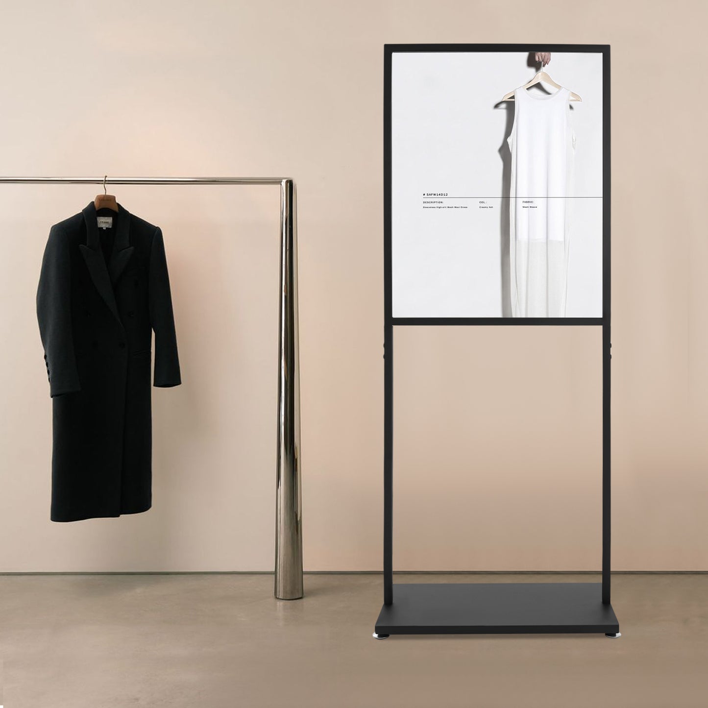 Posterstandaard – Posterhouder – Reclamebord – Displaystandaard – Presentatiestandaard – Zwart – Metalen Frame – Verstelbare Vloerplaten – Draagvermogen 13,6 kg