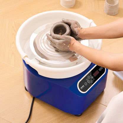Pottenbakkersschijf – Draaischijf – Boetseerschijf – Keramiek Wiel – Pottenbakken Schijf – 350W Motor – Voetpedaal & Touchscreen – Blauw – Aluminiumlegering