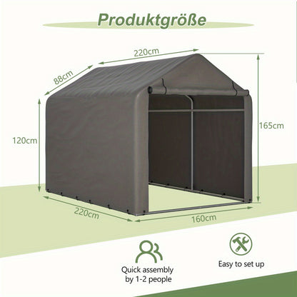 Fietsenstalling – Fietsgarage – Fietsberging – Tuinschuur – Opberghok – 160x220x165 cm – Stalen Frame – Oprolbare Rolluikdeur – Grijs