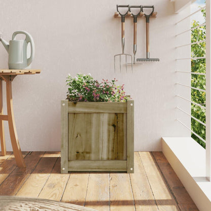 Plantenbak – Bloembak – Moestuinbak – Kruidenbak – Bloempot – Houten Vierkante Plantenbak – 40,6x40,6x40,6 cm – Geïmpregneerd Grenenhout Met Afwatering