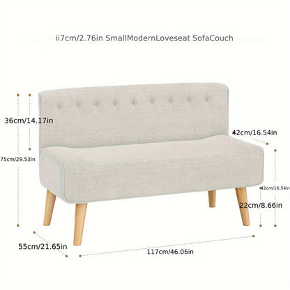 2-Zits Bank – Loveseat – Slaapbank – Sofa – Zitbank – Geheugenfoam Kussens – Compact Ontwerp Voor Kleine Ruimtes – Beige Linnenlook