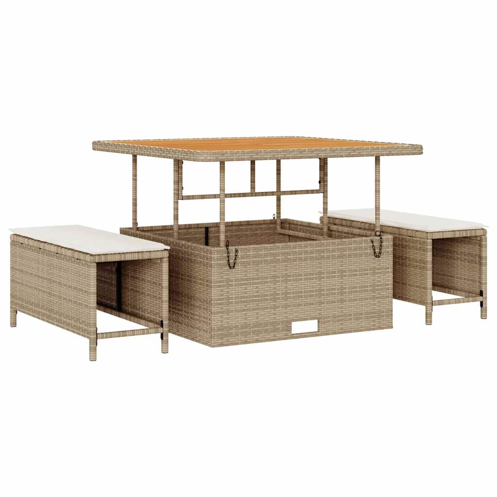 Tuinbank – Buitenbank – Loungeset – Tuinmeubel – Balkonbank – Ruime Zithoek voor 5 Personen – Stijlvol UV-bestendig Rattan Frame – Beige met Crème Kussens
