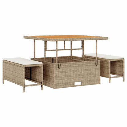 Tuinbank – Buitenbank – Loungeset – Tuinmeubel – Balkonbank – Ruime Zithoek voor 5 Personen – Stijlvol UV-bestendig Rattan Frame – Beige met Crème Kussens