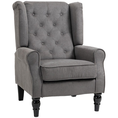 Fauteuil – Relaxstoel – Lounge Stoel – Leunstoel – Zetel – Donkergrijs Polyester – Met Houten Poten – Modern Comfortabel