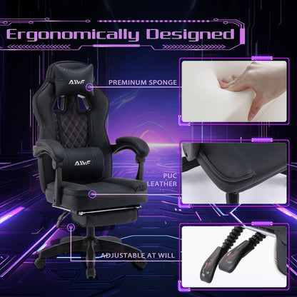 Ergonomische Gamingstoel – Gamerstoel – Computerstoel – Bureaustoel – Game Stoel – Verstelbare Zithoogte – Lendensteun en Hoofdsteun – Zwart – 360° Draaibaar