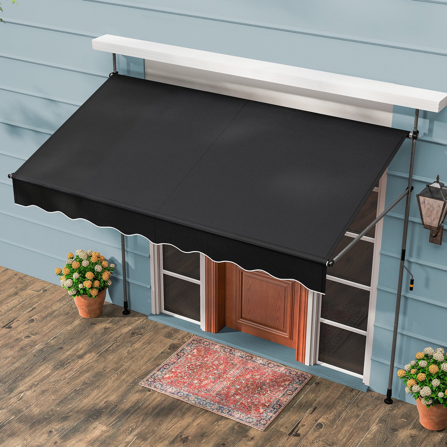 Uitschuifbare Zonwering – Terrasoverkapping – Zonnescherm – Terrasdoek – Balkonzonwering – Aluminium Frame – Verstelbare Hoogte en Hoek – 2,5 x 2,3 Meter