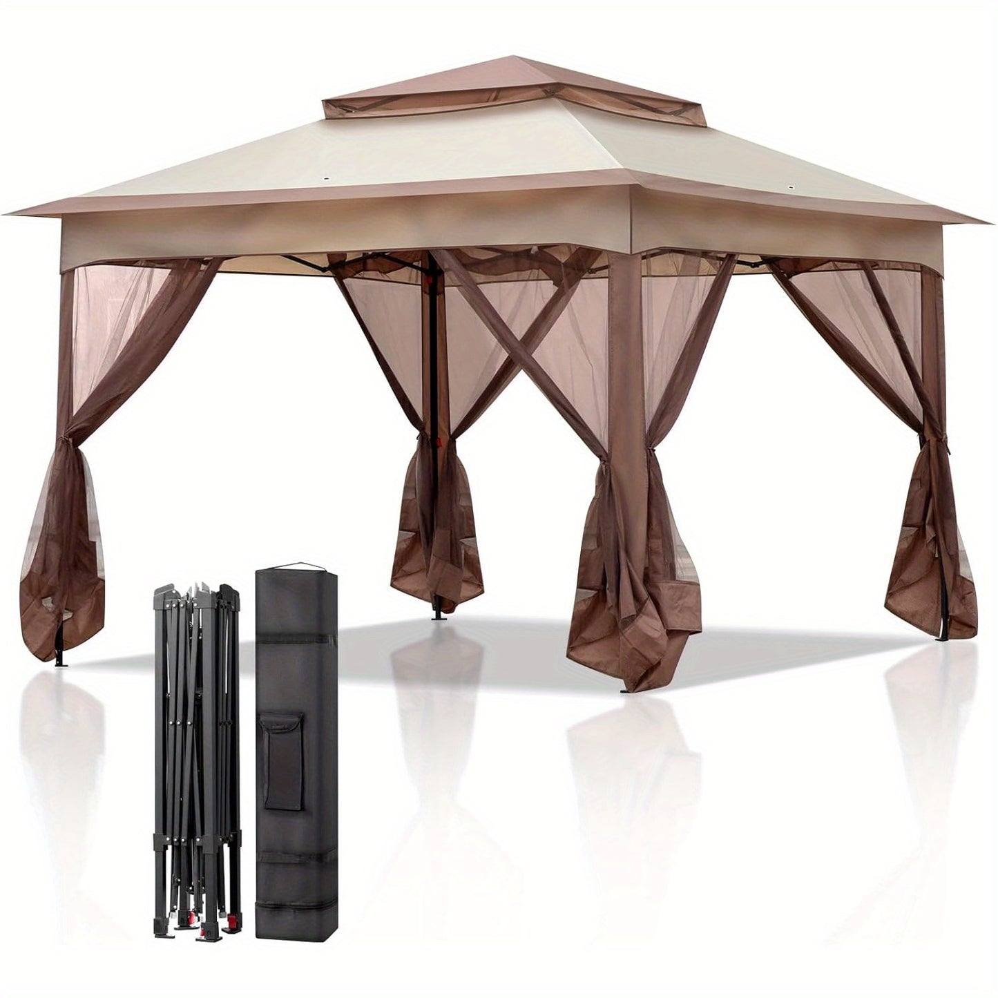 Partytent – Tuinpaviljoen – Opvouwbare Tent – Feesttent – Paviljoen – 3,3x3 m – Muskietennet Zijpanelen – Stevig Stalen Frame