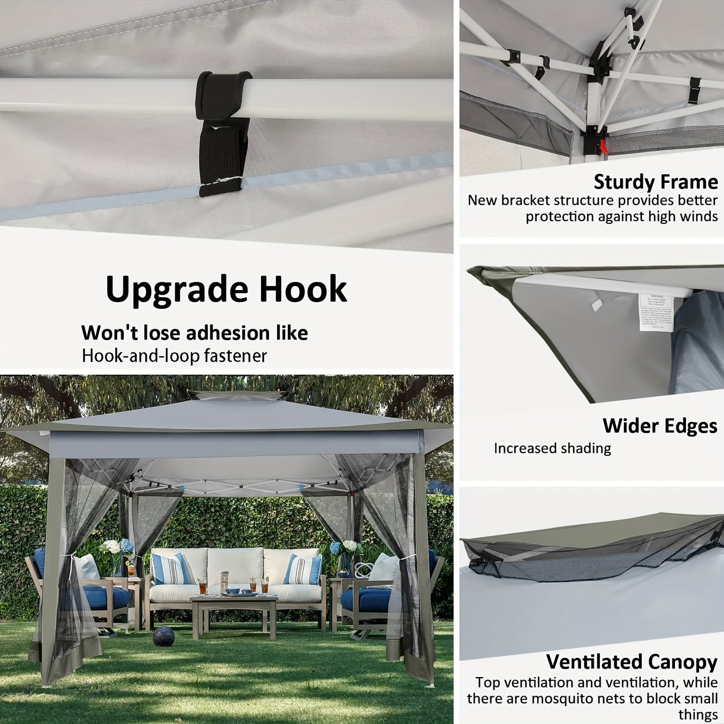 Pop-up Partytent – Vouwtent – Gazebo – Tuinent – Buitentent – Donkergrijs – Automatisch Openen – Muskietennet – 3,6x3,6 Meter – Lichtgewicht Stalen Frame