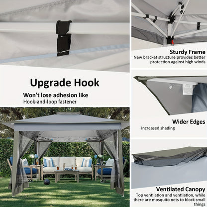 Pop-up Partytent – Vouwtent – Gazebo – Tuinent – Buitentent – Donkergrijs – Automatisch Openen – Muskietennet – 3,6x3,6 Meter – Lichtgewicht Stalen Frame