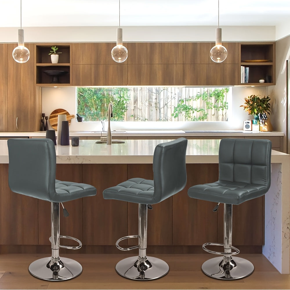 Barstoel – Barkruk – Barstoelen – Keukenstoel – Barkrukken – Set van 2 – Verstelbare Zithoogte 55-75 cm – 360° Draaibaar Met Stalen Frame En Kunstleren Bekleding