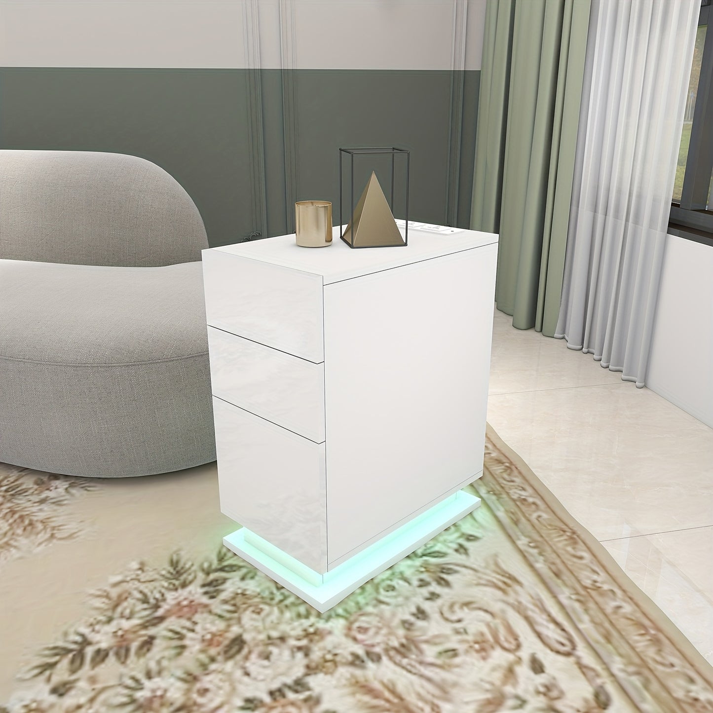 Nachtkastje – Bedside Table – Nachtkast – Opbergkastje – Slaapkamerkastje – Wit – 3 Lades – Compact Ontwerp Onder 68,5 cm – Duurzaam Hardhout