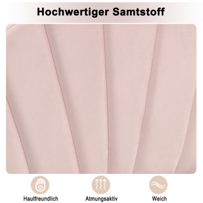 Bed – Eenpersoonsbed – Slaapbed – Ledikant – Gestoffeerd Bed – Roze Velvet – Verstelbaar Hoofdeinde – Houten Lattenbodem