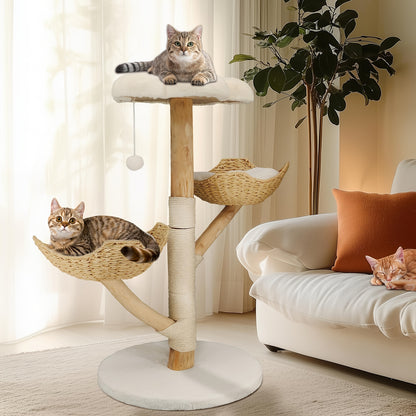 Krabpaal – Kattenkrabpaal – Kattenboom – Krabmeubel – Krabton – 111 cm Hoog – Stevige Basis 60 cm Diameter – Duurzaam Sisal en Hout