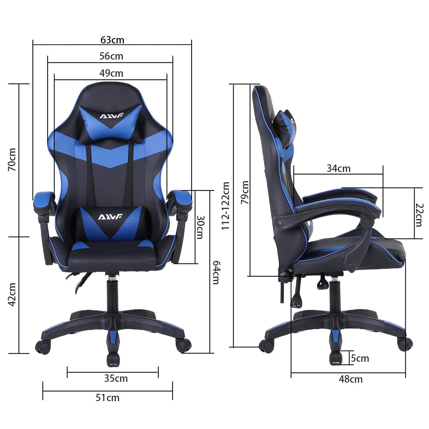 High-Back Gaming Chair PC Office Chair Computer Racing Chair PU Desk Task Chair Ergonomic Executive Swivel Rolling Chair with Lumbar Support for Back Pain Women, Men