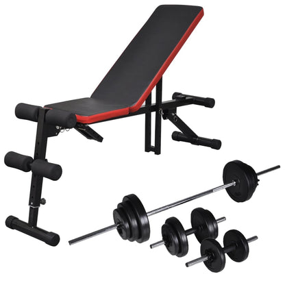 Multifunctionele Trainingsbank – Fitnessbank – Krachtbank – Dumbbellbank – Gewichtbank – Verstelbare Rugleuning – Dumbbells 30,5 kg – Robuust Stalen Frame – Comfortabele Bekleding – Zwart