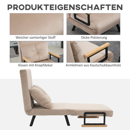 Relaxstoel – Relaxfauteuil – Leunstoel – Loungechair – Scandinavische Design – Beige Kussen Met Knopen – Verstelbare Rugleuning
