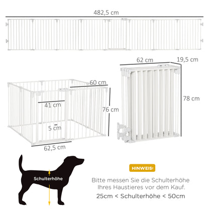 Hondenren – Puppyren – Hondenkennel – Hondenbench – Dierenren – Opvouwbaar – Met Deur – 8 Panelen 60x76 cm – Staal Wit – Automatisch Sluitende Deur