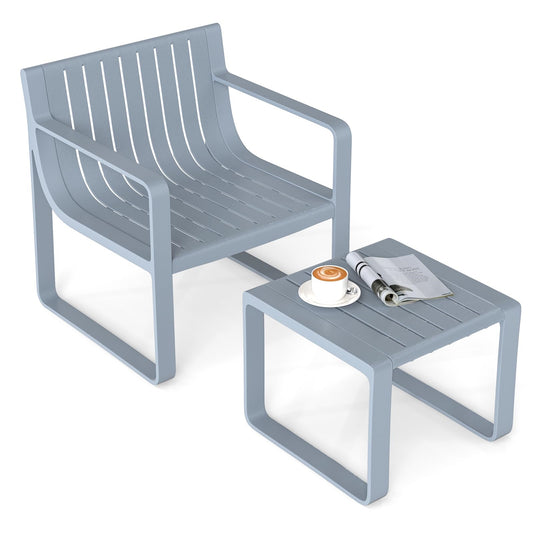 Tuinmeubelset 2-Delig – Balkonset – Tuinstel – Terrasmeubilair – Tuinstoel Met Tafel – Weerbestendig PP Materiaal – Ergonomische Stoel