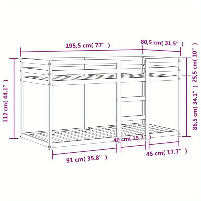 Hoogslaper – Stapelbed – Stapelbedden – Kinderbed – Eenpersoonsbed – Massief Houten Frame – Met 2 Ruime Laden – 75x190 cm – Europees Design