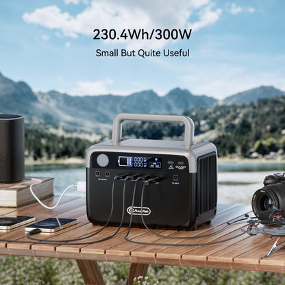 Powerbank – Draagbare Accu – Noodstroomvoorziening – Zonne-energie Generator – Power Station – 230Wh LiFePO4 Batterij – 300W Continu Vermogen