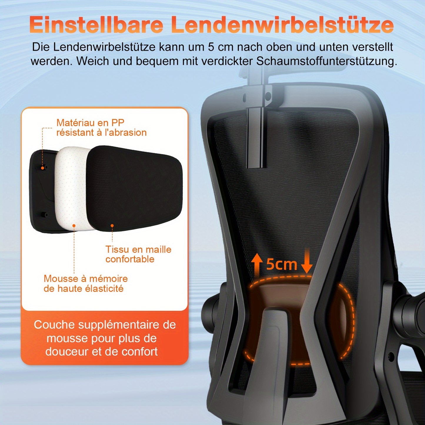 Office Chair, Ergonomic Office Chair With Adjustable Backrest And Folding Armrests, Executive Chair 150 Kg, Ergonomic Chair Rocking Function Up To 135°, For Bedrooms And Offices