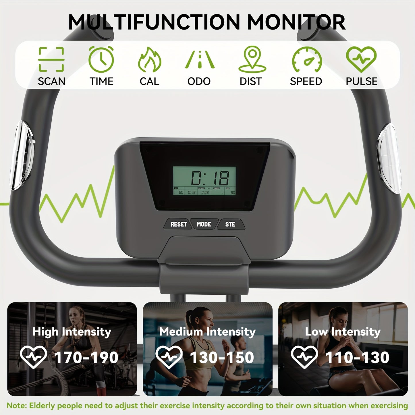 Opvouwbare Hometrainer – Fitnessfiets – Spinbike – Trainingsfiets – Magnetische Weerstand – 8 Instelbare Weerstandsniveaus – Multi-Functie Display – Zwart