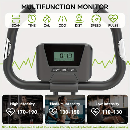 Opvouwbare Hometrainer – Fitnessfiets – Spinbike – Trainingsfiets – Magnetische Weerstand – 8 Instelbare Weerstandsniveaus – Multi-Functie Display – Zwart