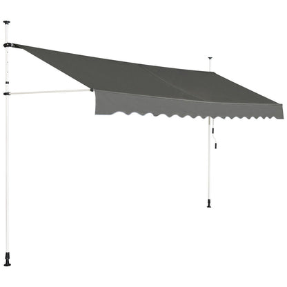 Balkonzonwering – Zonnescherm – Uitschuifbaar Scherm – Rolgordijn – Zonwering Balkon – Handmatige Slinger – Verstelbare Hoogte 200-300 cm – UV-Bestendig & Waterafstotend – Grijs