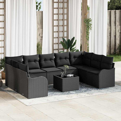 Modulaire Loungeset Tuin – Loungeset Buiten – Tuinbank – Loungesofa – Tuinmeubilair – Zwart Met Salontafel – Weerbestendig Handgevlochten Rattan – Comfortabele Foamkussens