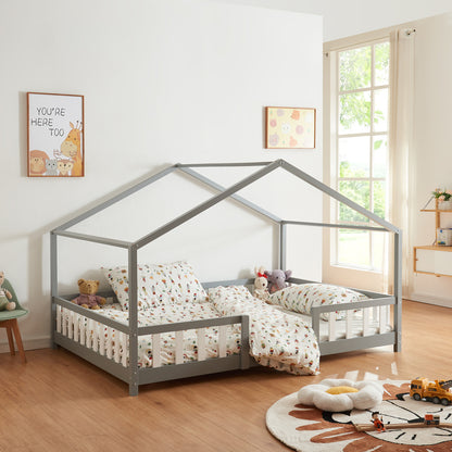 Kinderbed – Kinderbedje – Bedje – Kinderbedden – Huisvorm Kinderbed – Valbescherming – Grenenhout – Groot 120x200 cm
