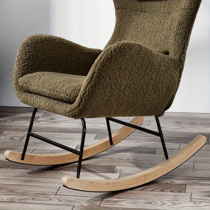 Schommelstoel – Chaise Confortable – Fauteuil – Relaxstoel – Schommelstoel Babykamer – Ergonomische Hoge Rugleuning – Extra Brede Zitting Met Zachte Sponsvulling