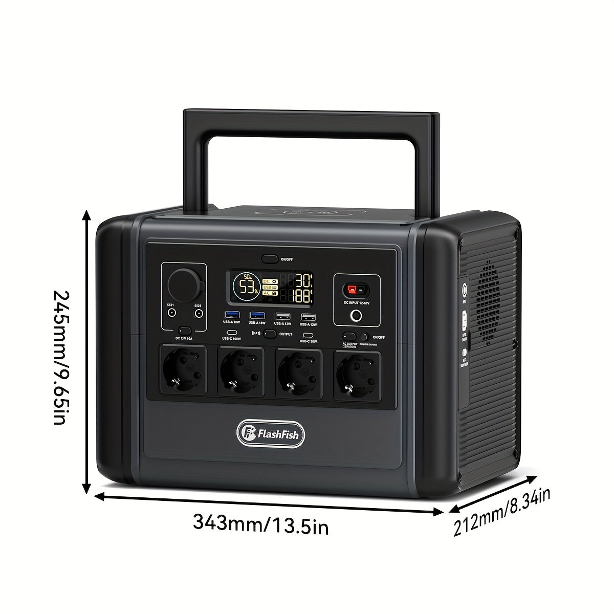Draagbare Stroomgenerator – Powerstation – Noodstroomvoorziening – Accu Generator – Outdoor Generator – 768Wh Capaciteit – 1200W Vermogen – Draadloos Opladen – Zonne-energie Ondersteuning