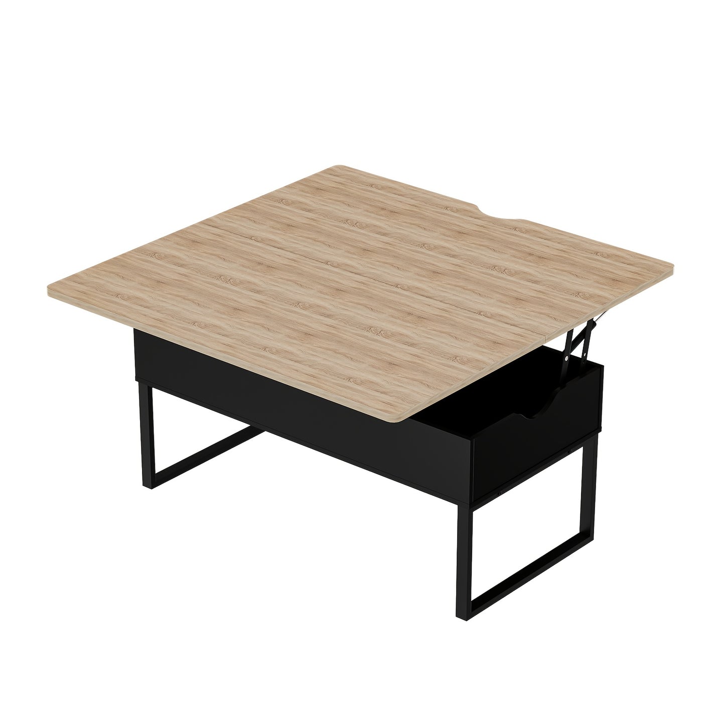 Koffietafel – Salontafel – Bijzettafel – Verstelbare Tafel – Uitschuifbare Lade – Dubbel Hefblad – Walnootkleur – Hoogte Verstelbaar – Verborgen Opbergruimte