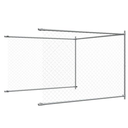 Hondenren – Hondenkooi – Hondenbench – Buitenkennel – Metalen Hondenren Grijs – Gegalvaniseerd Roestbestendig IJzer – 600x200x150 cm – Vooraf Gemonteerd