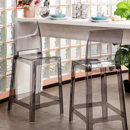 Krukken – Stoelen – Zithulpmiddelen – Zitmeubilair – Set Van 4 – Transparant Polycarbonaat – Ergonomische Gebogen Rugleuning