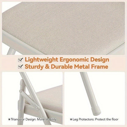 Folding Chair 4pcs Set, Metal Folding Chair with Non-Slip Foot Pads, Chair Seat and Metal Support, for Indoor and Outdoor, Room, Restaurant