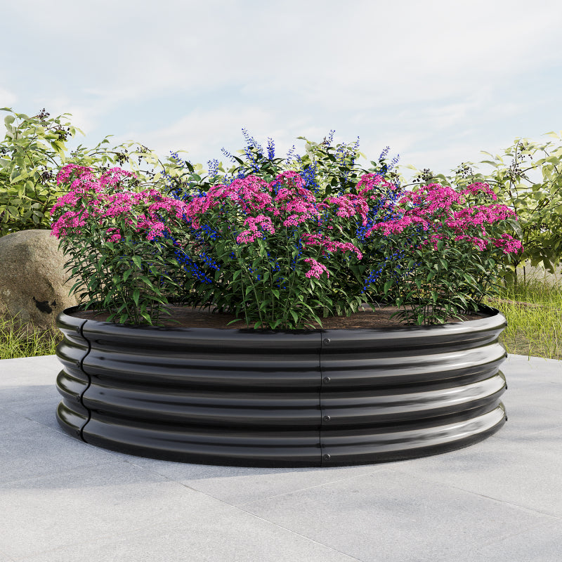 Verhoogde Border – Borderrand – Tuinbak – Plantenbak – Moestuinbak – Gegalvaniseerd Staal – Diameter 60,96 cm – Set Van 2