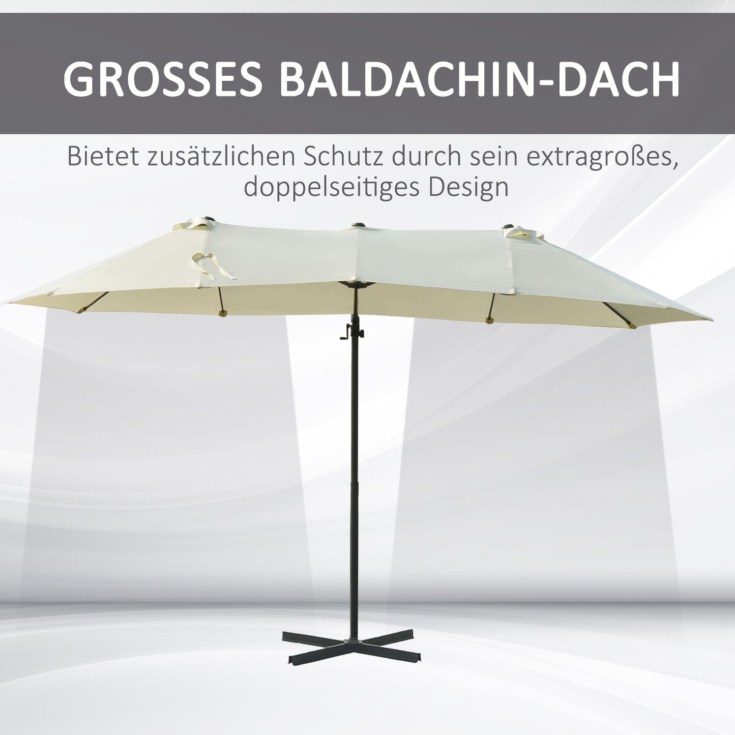 Dubbele Parasol – Tuinparasol – XL Parasol – Terrasparasol – Zonwering – Met Zwengel – Metalen Frame – Groot Schaduwoppervlak 440x270x250 cm – UV Bescherming