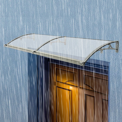 Transparante Boogvormige Overkapping – Luifel – Dakoverkapping – Terrasoverkapping – Balkonbescherming – Aluminium Frame – 200 x 60 cm – Afwateringskanaal