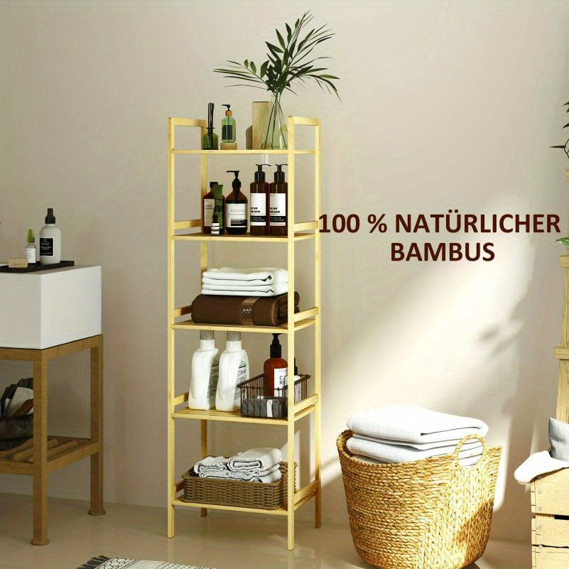Badkamerkast – Badkamermeubel – Opbergkast – Kolomkast – Wastafelonderkast – 5-laags – Hoog Hardhout – Direct Gebruiksklaar
