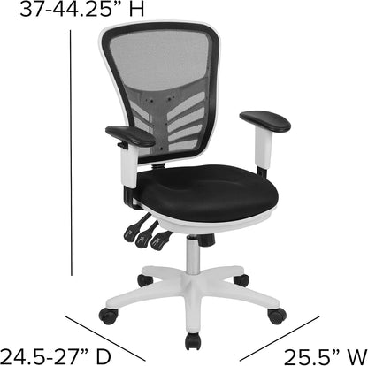 Bureaustoel – Office Chair – Werkstoel – Gaming Stoel – Draaistoel – Ergonomisch Mesh – Verstelbare Armleuningen – Wit Frame
