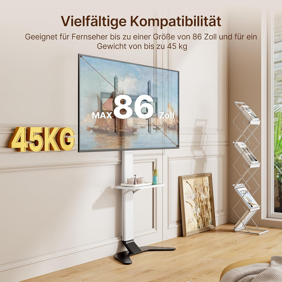 Universele tv-standaard voor 37-86 inch, wit