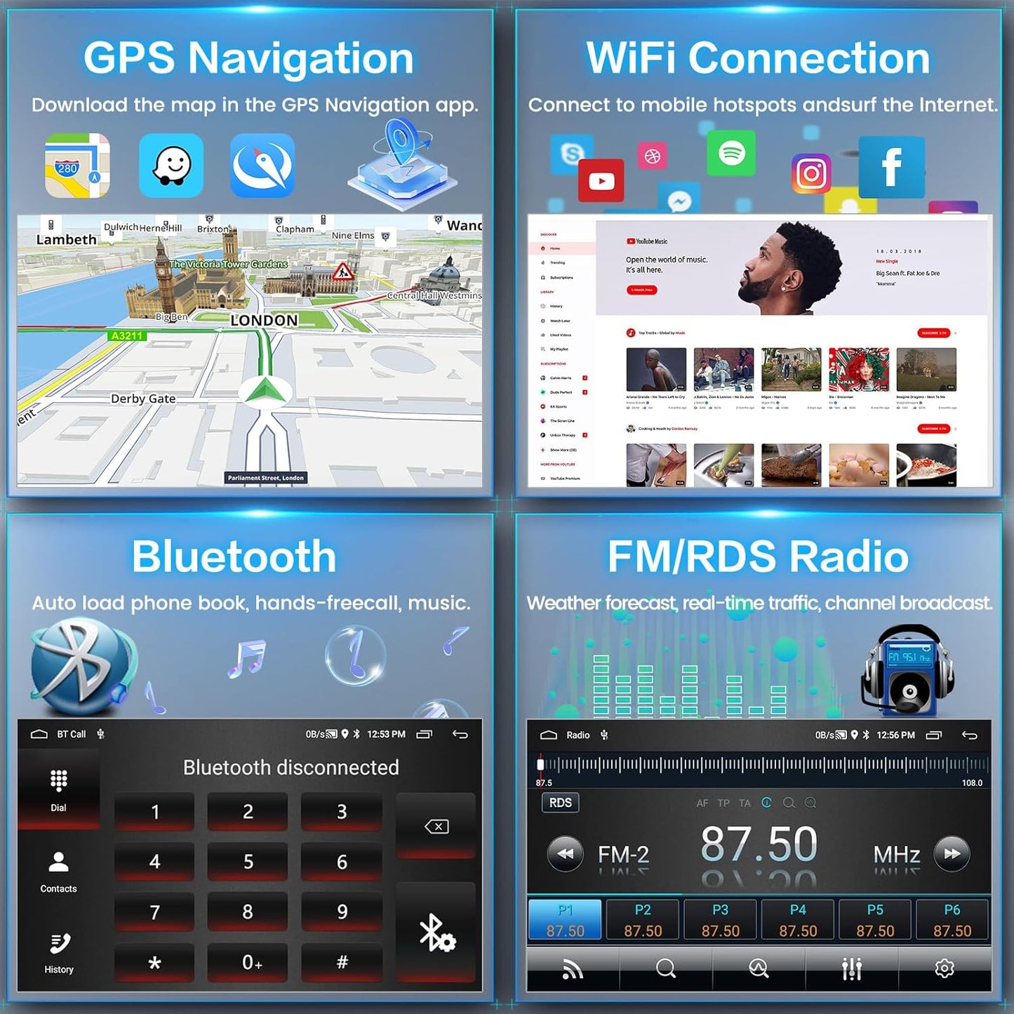 Autoradio – Auto Radio – Autostereosysteem – Autoradio 2 DIN – Geschikt Voor Voertuigen 2013-2019 – 7 Inch Touchscreen – Draadloze CarPlay en Android Auto