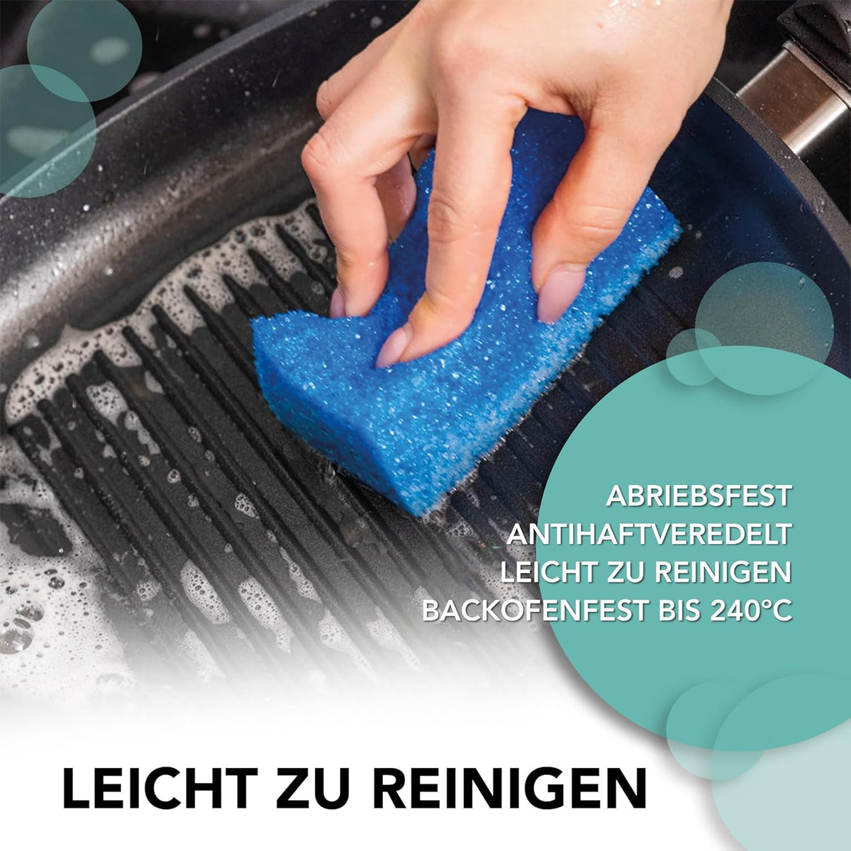 Gegoten aluminium grillplaat Teppanyaki (41 x 24 x 2,5 cm) voor inductie en alle gangbare kookplaten - keramisch oppervlak - anti-aanbaklaag - antislip - Made in Germany - PFOA-vrij