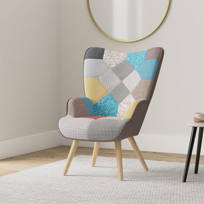 Gardenia Quebec Patchwork Relax Chair 69x75x95 - Rustic, Multicolor, Patchwork Chair - Relaxed, Living Room