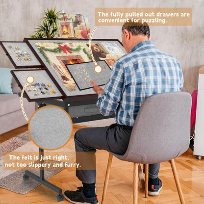 G TALECO GEAR Puzzeltafel 1500 stukjes, verstelbare puzzelplank met vijf naar boven gerichte hoeken en laden