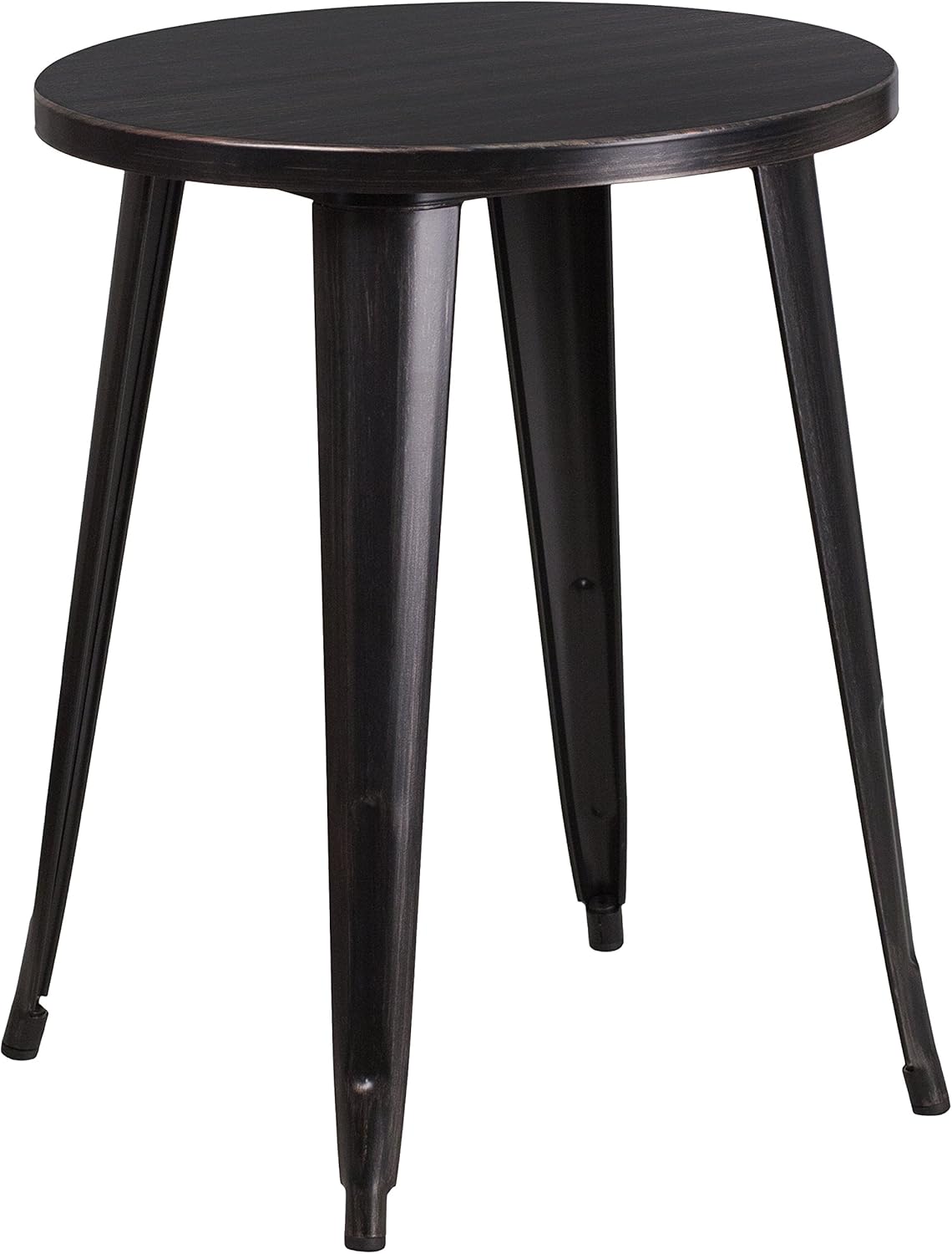 Flash Möbel 61 cm ronde metalen indoor-outdoor tafel, metaal, zwart/antiek goud, 71,12 x 63,5 x 12,7 cm