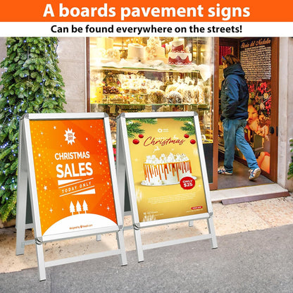 Stoepbord Zilver – A-Bord – Reclamebord – Displaybord – Posterbord – A1 Dubbelzijdig – Aluminium Snap Frame